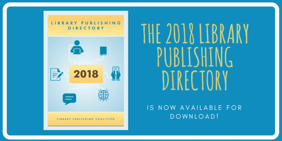 Promotional image for 2018 Library Publishing Directory