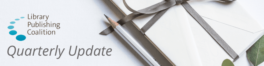 LPC logo, quarterly update, image of pen and envelopes